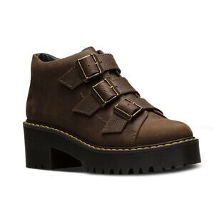 Dr Martens Coppola Womens 38 US 7 Platform Chunky Buckle Boots Shoes Brown EXC